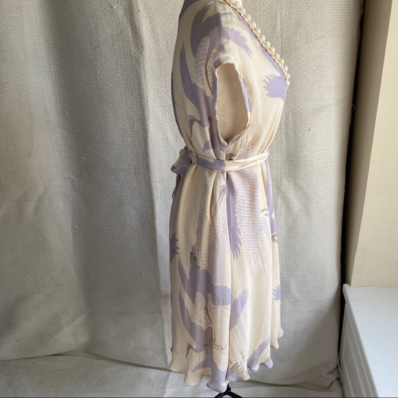 Y2K Reformation OG OS Silk Vintage 90s Crane Print Dress - Picture 7 of 8